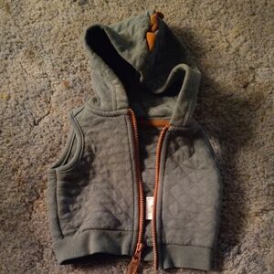 Carter's New Born Quilted Vest with Brown Zipper